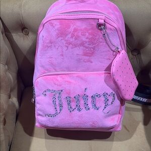 Juicy Couture Pink Velour Backpack with Glittery Branding new with tag